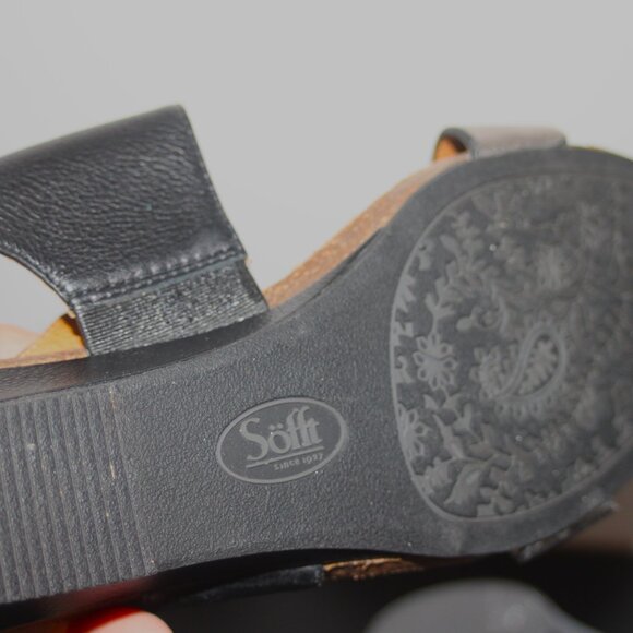 NICE LADIES SOFFT LOW WEDGE SANDALS - BLK/BRONZE LEATHER - 10 WIDE - Picture 8 of 8